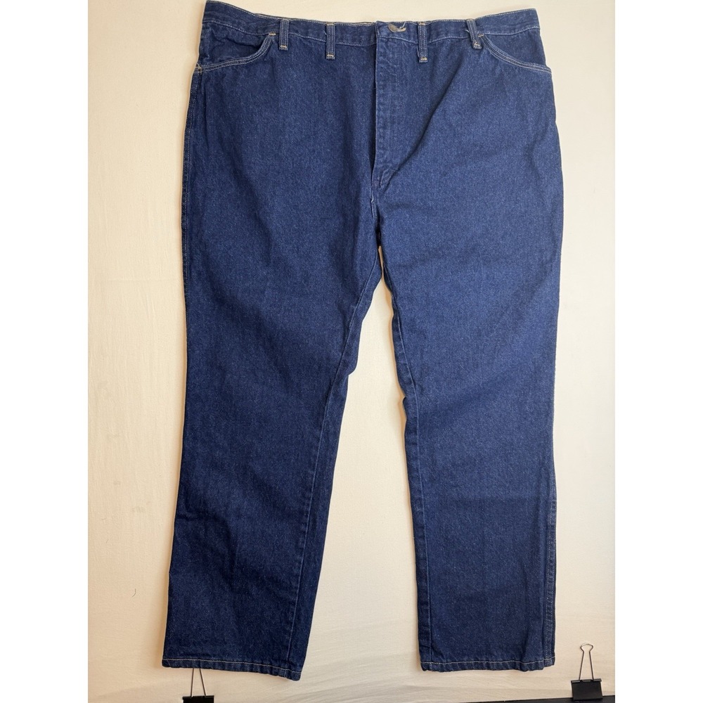 Vintage Rustler Mens 46x30 87621PW Jeans USA Made Yellow Tab Dark Wash Cowboy